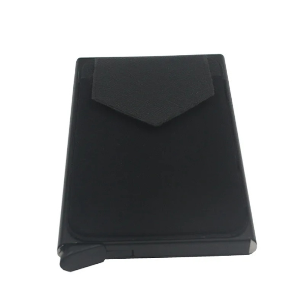Aluminiumkorthållare RFID-kreditkortshållare Automatisk popup-bankkortslåda Lycra- cover Black