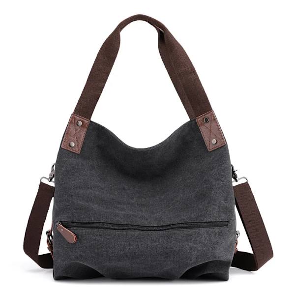 Canvasväska för kvinnor Casual Fashion Vår och sommar Ny Canvas Damväska Axelremsväska Black M