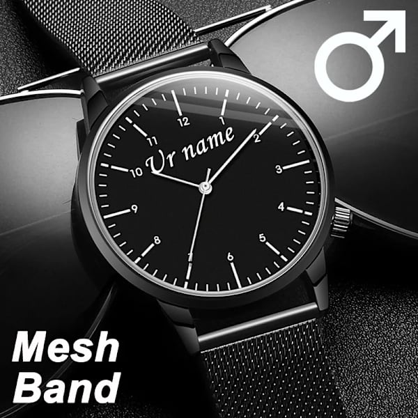 Personlig graverad med din namnlogotyp text på urtavla Herr Dam Mesh Band Herr Dam Armbandsur Anpassade armbandsur Mesh Band Man