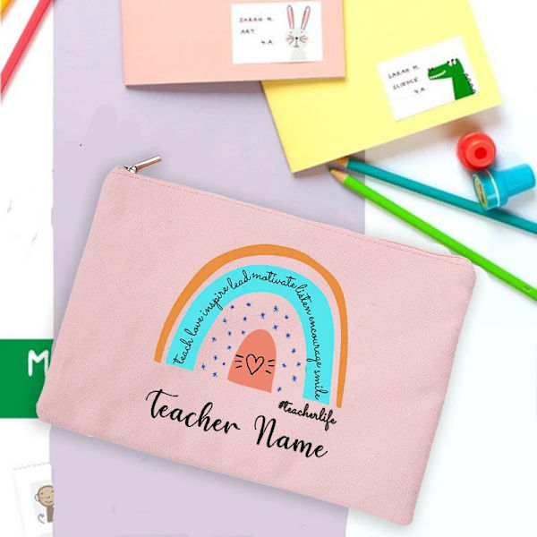 Rainbow Teacher Print Case Personligt anpassat namn Brevpapper Tillbehör Förvaringspåsar Resetvättpåse Sminkväska Presenter design 6(.230)
