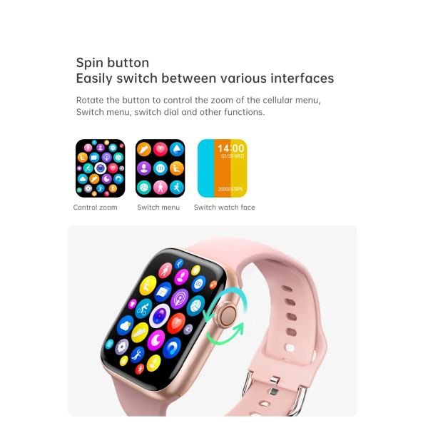 IWO Series 9 Smart Watch I9 Pro Max Trådlös laddning Bluetooth -samtal Sport Sömnpuls Män Kvinna Smartwatch För Apple-telefon Pink With Original Box