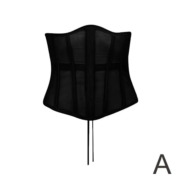 Kvinnor Mesh Bred midja Cummerbunds Elastisk korsett Bodycon Modebälten Sexiga Damkläder Accessoarer Daglig Casual black M
