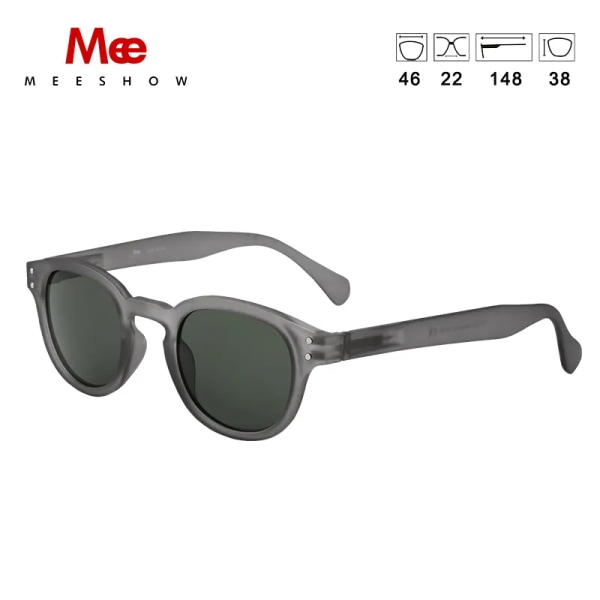 Meeshow Design 2023 Män Kvinnor Retro Mode Solglasögon kristall Design Rund Båge 100 % UV-skydd Nylon Lins Solglasögon Gray Sunglasses