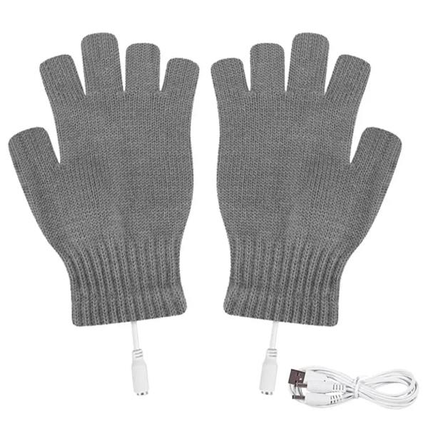 2022 Nya Vinter elektriska uppvärmningshandskar Bärbar dator thermal USB uppvärmda handskar elektrisk uppvärmningshandske varma stickade handskar sportvante Gray