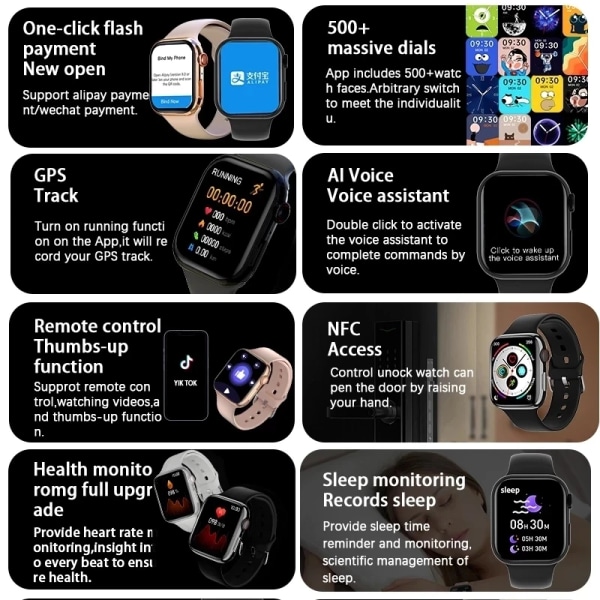 Smart Watch Women Ultra Series 8 NFC Smartwatch Herr Bluetooth Call Vattentät trådlös laddning HD-skärm för Apple Watch 8 pink