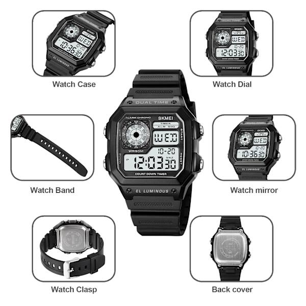 SKMEI 1998 Herr Multifunktion 5Bar Vattentät Chrono Armbandsur Klocka reloj hombre Japan Digital Movement Countdown Watch Pink