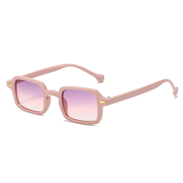 SO&EI Mode Fyrkantiga Solglasögon Dam Retro Nitar Dekoration Gradient Nyanser UV400 Män Leopardblå Solglasögon Pink purple pink As the picture