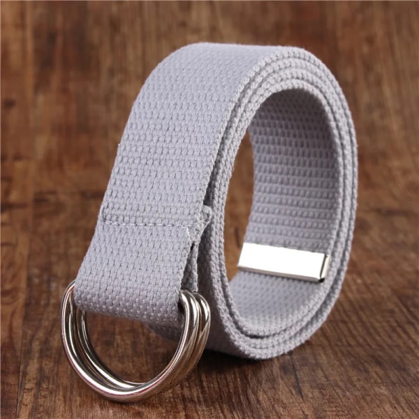 Mode bälte för män/kvinnor D-format dubbelringspänne Enkelt solid bomullscanvas All-match unisex canvasbälten Midjebälte lyx Light grey 100cm