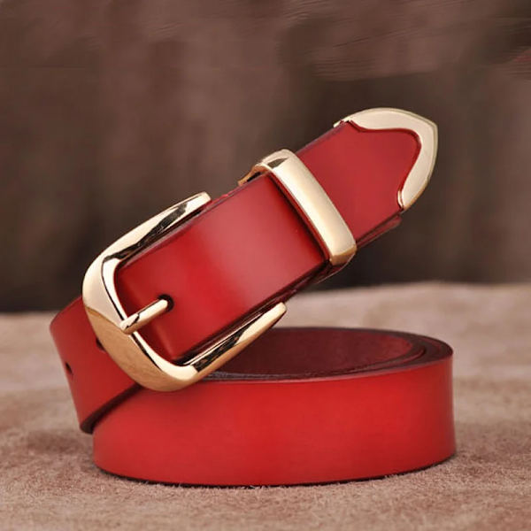 MEDYLA Dambälte Äkta läder Mode Retrobälten Högkvalitativt lyxmärke Dam Alloy Spänne Casual Jeansbälte L27 red 95CM