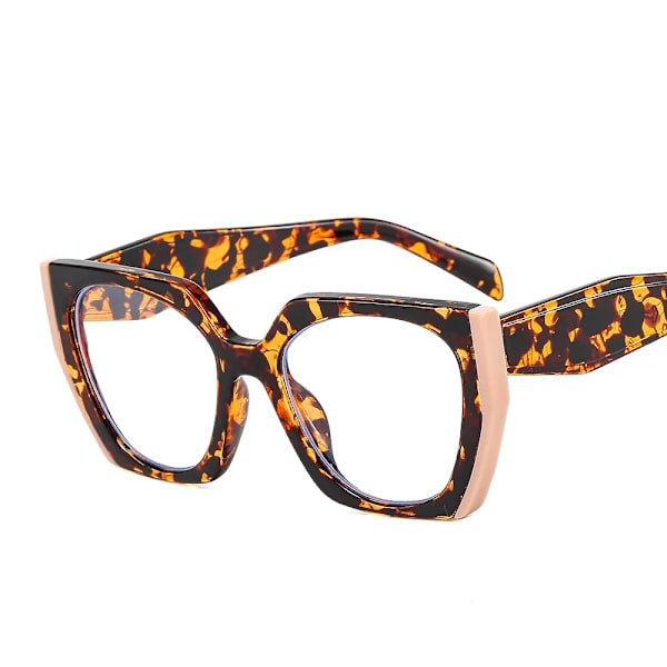 Nytt modemärke Designer Irregular Square Solglasögon För Kvinnor Män Retro Modern Cat Eye Dam Solglasögon Ins Trendiga nyanser Leopard Pink As the picture