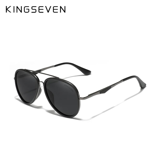 KINGSEVEN 2022 Brand Classic Pilot Polarized Solglasögon Herr Körning Man Solglasögon Glasögon UV-blockerande Oculos N7936 Gun Gray Original