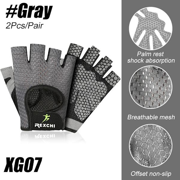 2st/par Gym Träningshandskar Herr Dam Andas Cykelhandskar för Fitness Träning Tyngdlyftning Hängande pull ups Klättring XG07-Gray L