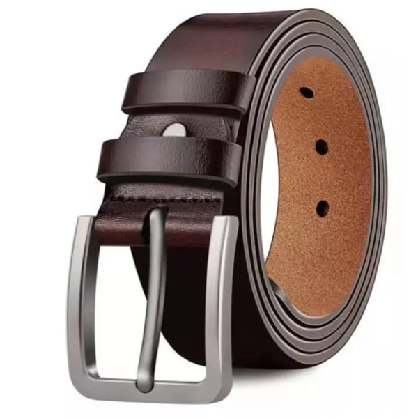 Äkta läder för män Högkvalitativ svart spänne jeans Bälte Cowskin Casual Bälten Business Bälte Cowboy midjeband P308-Brown 110cm