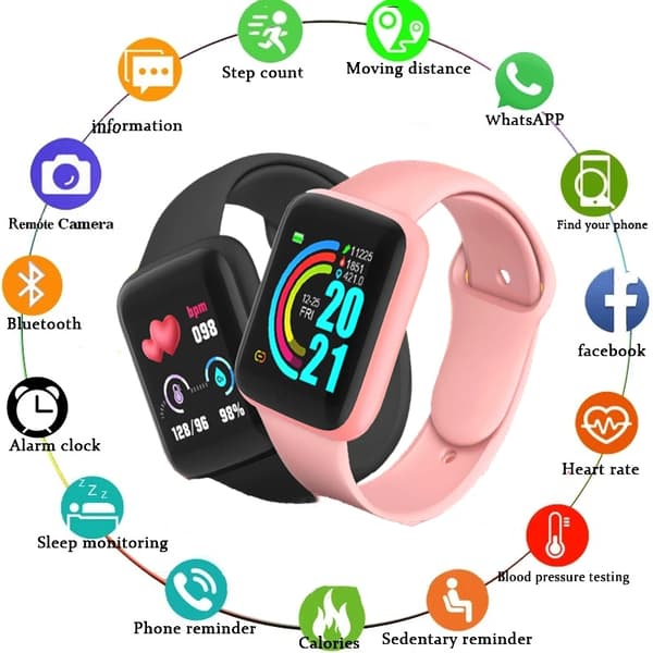 Smartklocka Barn Bluetooth Fitness Tracker Macaron Smartwatch för Män Kvinnor Blodtryck Smart Armband för Android IOS light blue