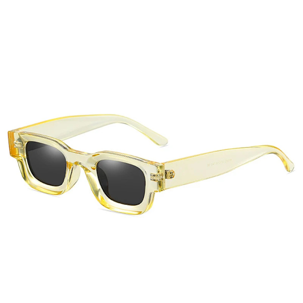 SO&EI Ins Populärt mode Små fyrkantiga polariserade solglasögon Dam Retro Punk Shades UV400 Män Trendiga solglasögon Yellow grey As the picture