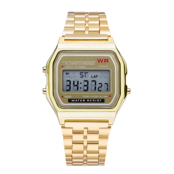 LED stålbälte Rose Guld Silver Klockor Män Kvinnor Elektronisk Digital Display Retro Style Klocka Relogio Masculin Reloj Homb Gold