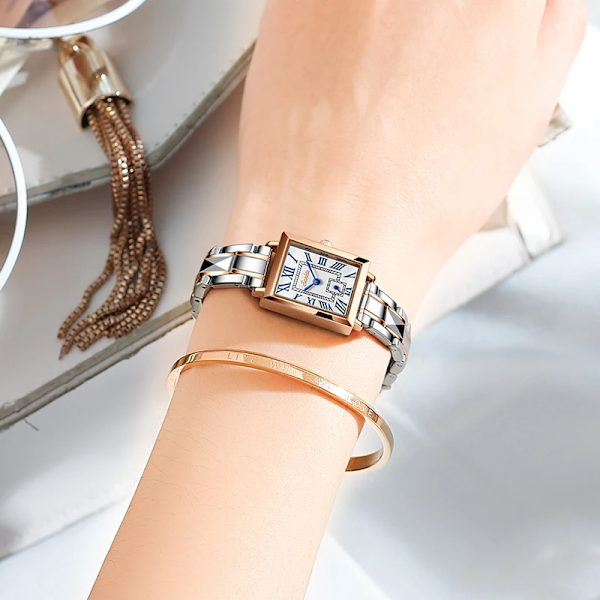 LIGE Sunkta Watch Mode Retro Watch Vattentät romersk siffra Klocka Quartz Armband Klockor Montre Femme Ny Leather rose gold