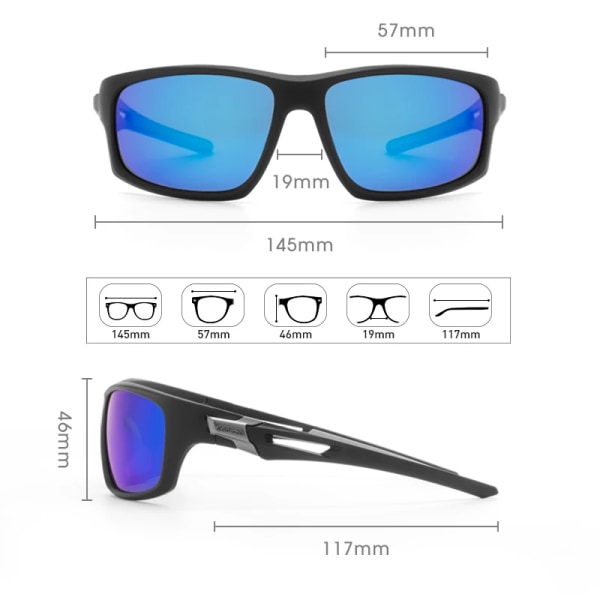 Kapvoe Cykelglasögon Polarized Fishing Solglasögon MTB Herr Driving Shades Glasögon Vandring Cykling Solglasögon UV400 Eyewear KE-X4-02 Polarized LENS