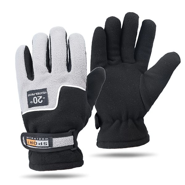 Män Vinter varm fleece thermal motorcykel thermal varma handskar Polar fleece vantar för män kvinnor snö sporthandskar A - Gray