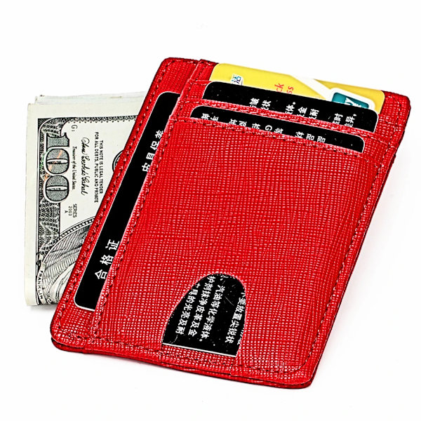 Case Pengafodral RFID Blockering Smal Minimalistisk Kreditkortshållare Små ficka Plånböcker för män Kvinnor Red