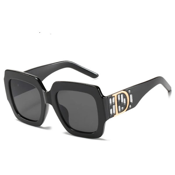 Square Diamond Rhinestone Solglasögon För Kvinnor Män Märkesdesign Klassisk Stor Ram Solglasögon Mode Retro Damer Man Glasögon Black As Show