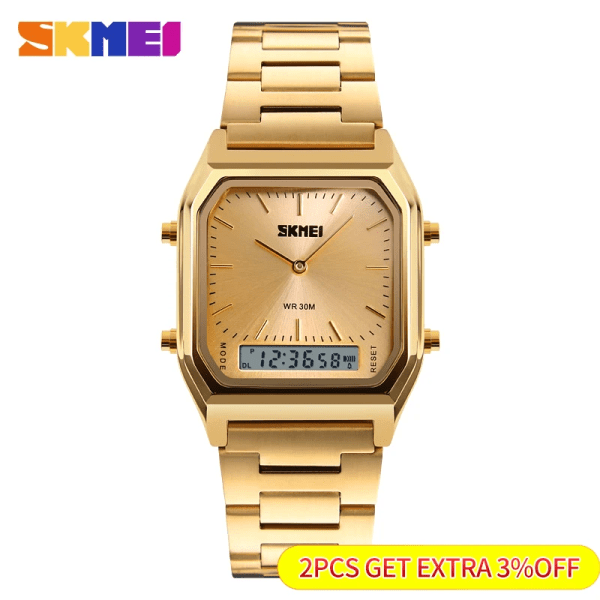 SKMEI Mode Casual Watch Herr Digital Dual Time Sports Chronograph 3bar Vattentät Quartz Armbandsur relogio masculino 1220 Black with box