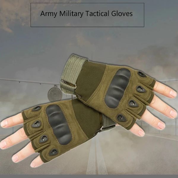 Taktiska utomhushandskar Fullfinger Herrhandskar Sportskytte Jakt Träning Militärträningshandskar Motorcykelhandskar Half Finger Khaki M