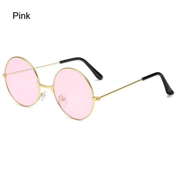 Retro fyrkantiga runda solglasögon för män Kvinnor Mode Liten ram Polygon Solglasögon Vintage metallbåge Utomhuskörning Glasögon pink