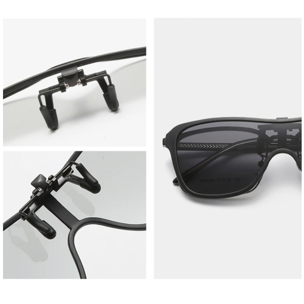 VIVIBEE 2023 Cool Flip Up Clip On Solglasögon Polarized TR90 Photochromic Driving Square Oversized UV400 Fishing Solglasögon 1 Grey without case