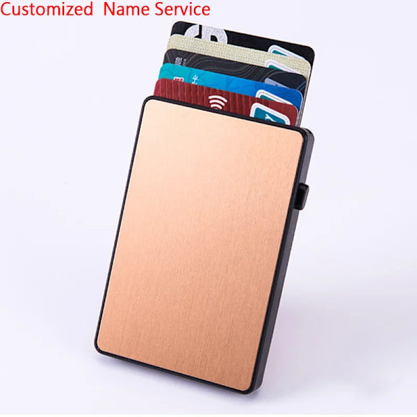 Bisi Goro herrplånbok tunn RFID-blockerande popup-knapp Case Aluminium Enkelkorthållare Box Smart plånbok Name-X-64-Gold