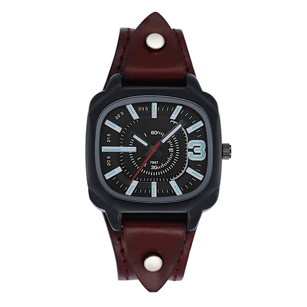 Ny Casual Fashion Dial Läderbälte Herrklocka Square Watch Watch Type 2