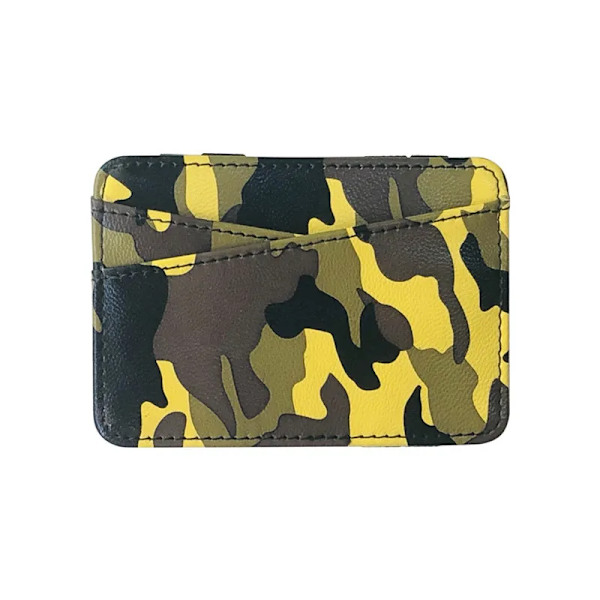 Ultra Slim Camouflage Magic Plånböcker för Kvinnor Män PU Läder Mini ID-kortshållare Myntplånböcker Resor Case Clip Cover Yellow