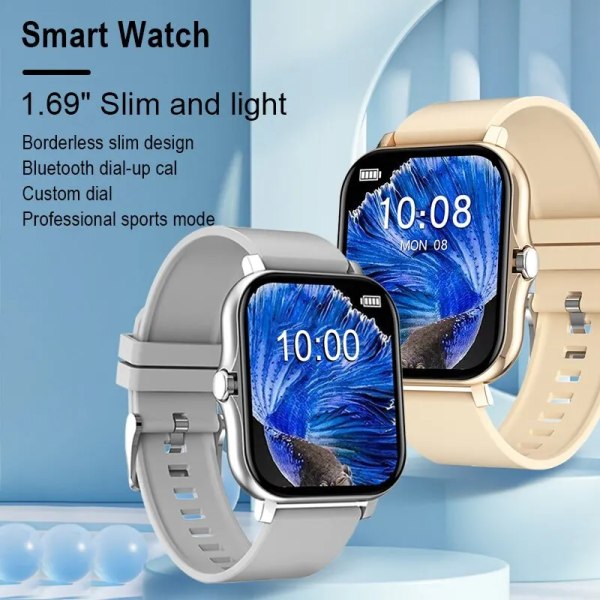 Smart Watch Bluetooth Call Dial Information Push 1,69 Pekskärm Multi Sport Mode Weather Custom Dial Sportarmband Pink