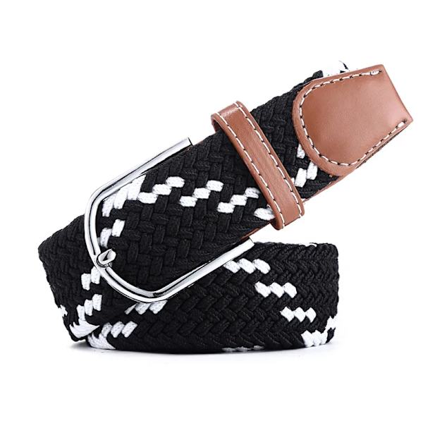 Nytt mode mångsidig canvas män kvinnor bälte metall spänne elastiskt flätat elastiskt bälte hög kvalitet camping fiske män bälten gym BlackWhite 105CM