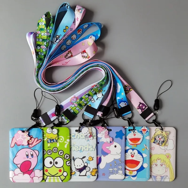 1 Set Anime Kortfodral Kort Nyckel Lanyard Cosplay Badge ID-kort Hållare Halsband Nyckelringar Doraemon DL-R