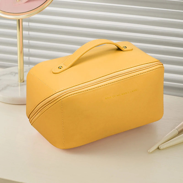 Bärbara sminkväskor Stor kapacitet Kosmetikväska för kvinnor Organizer Handväska Multifunktionsnealettpaket Case Presenter yellow