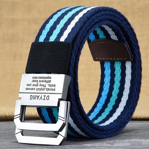Vår och höst Ungdom Dubbelring Spänne Färgmatchning Justerbar längd Jeans Canvas Dam- och Herrbälte Type 2 130cm