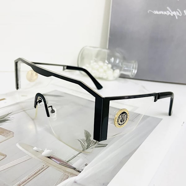 2022 New Retro Double Bridges Herr Solglasögon Mode Svarta Klara Glasögon Trending Hollow Leopard Blå Solglasögon Män Kvinnor Shad A01 Black Clear Sunglasses