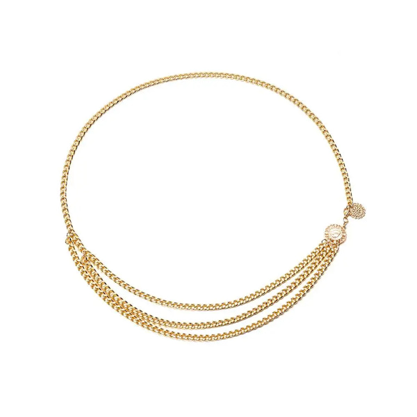 Mode Byxor Midjekedja Kläder Accessoarer Midjekedja i flera lager Hip Hop tofsar Speciellt utseende Choker Smycken presenter Gold E 1pcs