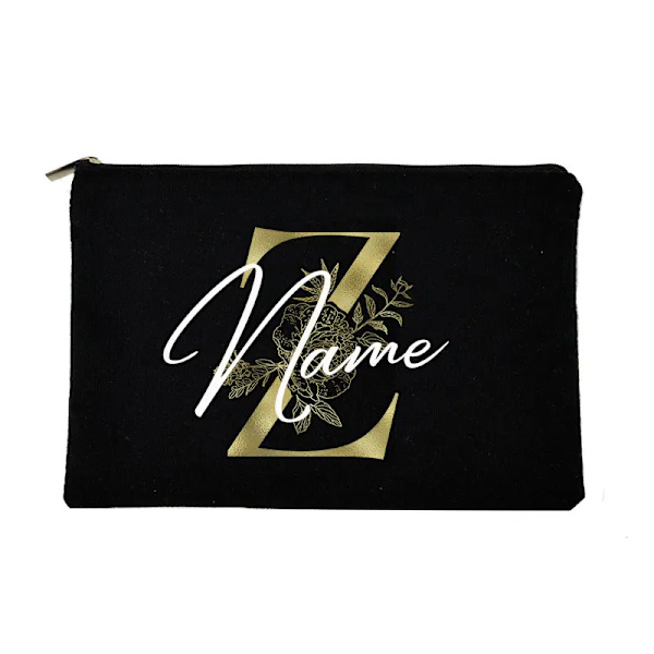 Personliga initialer Sminkväska Brudtärna Maid of Honor Semester Canvas Monogram Kosmetisk påse Bröllop möhippa Present Z