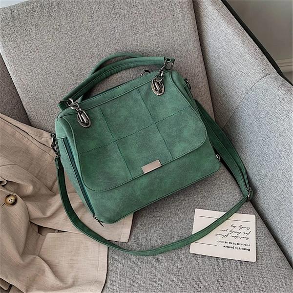 Matt handväska för damer Scrub axelväska för kvinnor Crossbody-väska med stor kapacitet PU-läder Casual Tote Resehandväska Boston kvinnlig väska Green