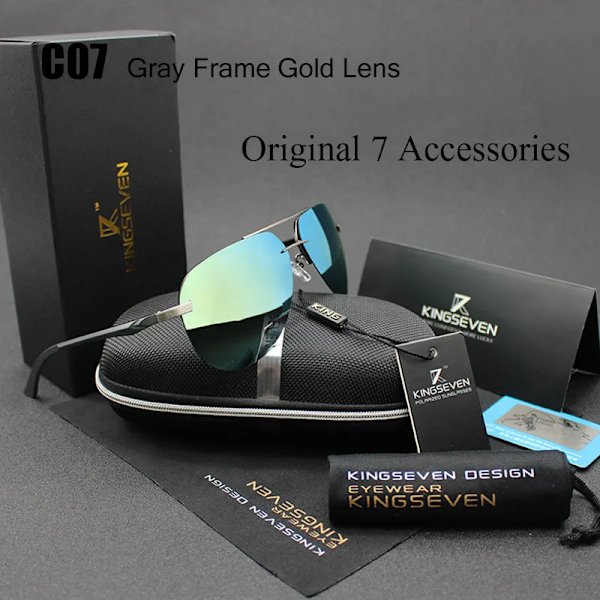 KINGSEVEN Aluminium Magnesium Polarized Solglasögon Herr Driver Mirror Solglasögon Man Fiske Dam Glasögon För Herr C07 Original BOX Orignal