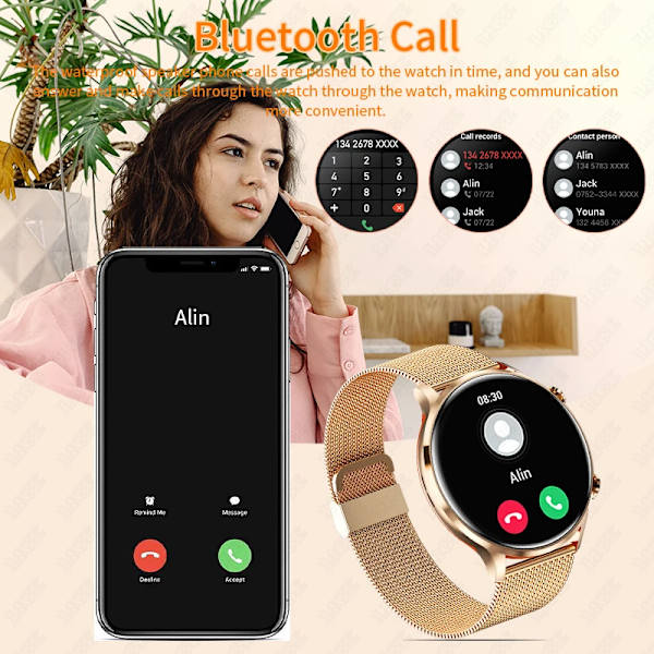 LIGE Ny Bluetooth Call Smart Watch Dam Fysiologisk funktion Sport Fitness Armband Vattentät Bluetooth Call Smartwatch Herr mesh belt silver Body temperature