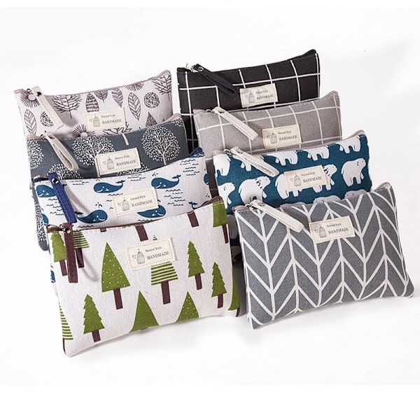 Kvinnor Liten Canvas Sminkväska Rese Kosmetisk Påse Toalettväska för Kvinnor Bärbar Sminkväska Tvättväska Påse Kit Organizer coffee