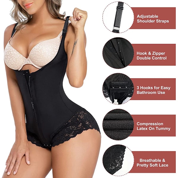 Latex waist trainer Reduktiv gördel magen slimmande slida Body Shapewear Kvinnor Butt Lifter Body Shaper Dragkedja Fajas Khaki M