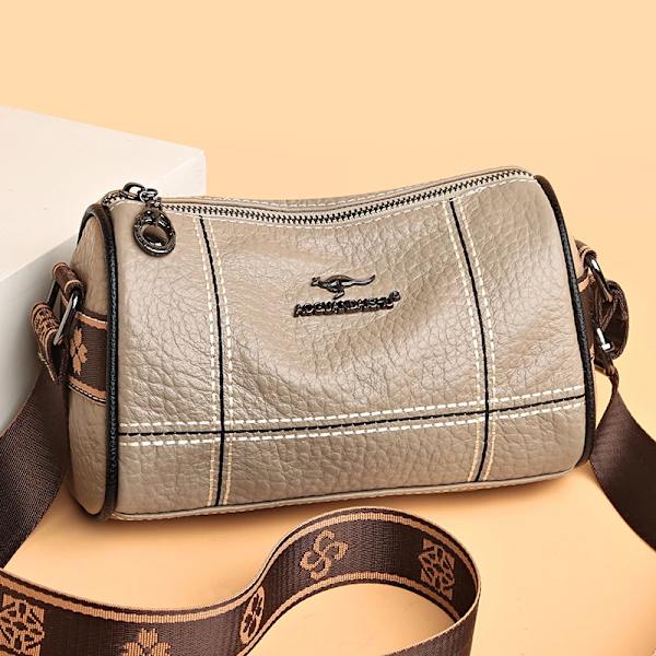 Högkvalitativ enfärgad äkta läder Crossbody-väskor för kvinnor Handväskor i äkta läder Damväskor Kvinnliga Tote Sac Khaki 22cm 11cm 14cm