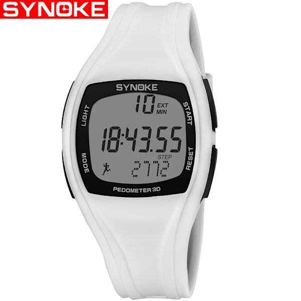SYNOKE Digital Watch Herr Silikonrem Led Elektronisk Display Lysande Multifunktion Armbandsur Military Reloj Hombre White