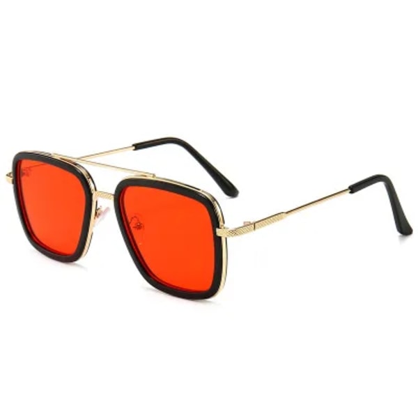 Man Cykelsolglasögon Tony Stark Fishing Solglasögon Herr Retro Vintage Glasögon Fyrkantiga Fiske Solglasögon Red