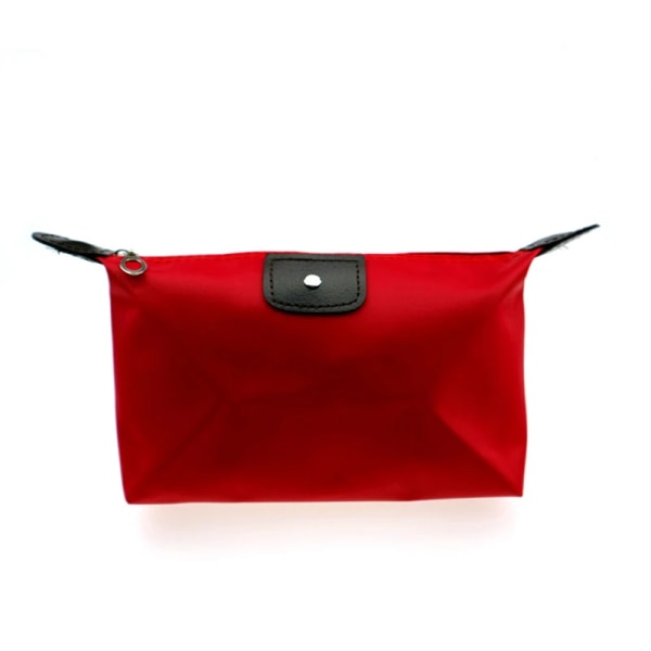 Vikbar Kvinnor Rese Kosmetikväska Mini Girl Makeup Bag Organizer Vattentät Nylon Röd Stor Kapacitet Dragkedja Toalettpåse Case Red