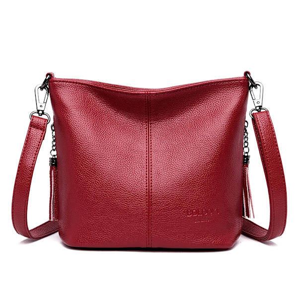 Crossbody-väskor i mjukt läder för kvinnor Nya lyxiga handväskor Dam Casual Axelväska Designer tygväska bolsa feminina Red 25cm x 10cm x 21cm